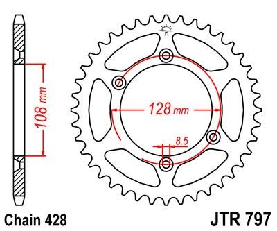 Corona JT 797 de acero con 51 dientes