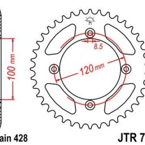 Corona JT 798 de acero con 44 dientes