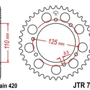 Corona JT 799 de acero con 50 dientes