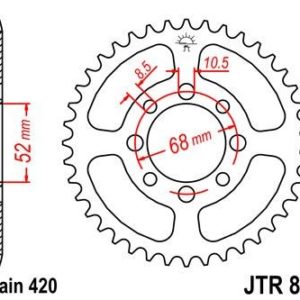 Corona JT 801 de acero con 33 dientes