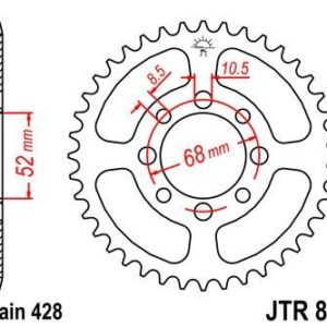 Corona JT 802 de acero con 34 dientes