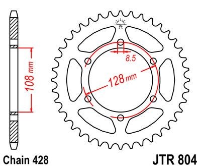 Corona JT 804 de acero con 45 dientes