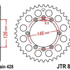 Corona JT 805 de acero con 50 dientes