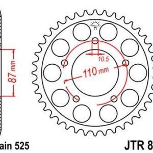 Corona JT 807 de acero con 44 dientes