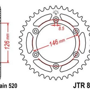 KAWASAKI - Corona JT 808 de acero con 44 dientes -