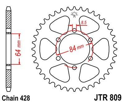 Corona JT 809 de acero con 47 dientes