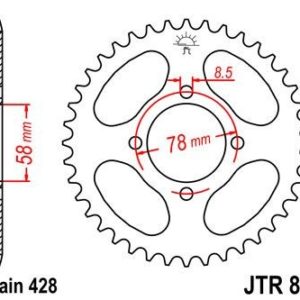 Corona JT 810 de acero con 37 dientes