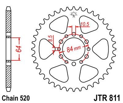 Corona JT 811 de acero con 46 dientes