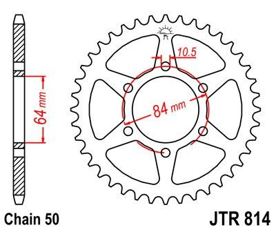 Corona JT 814 de acero con 50 dientes
