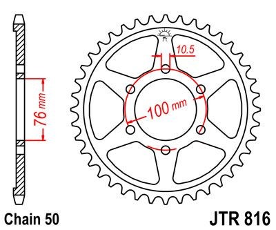 Corona JT 816 de acero con 45 dientes