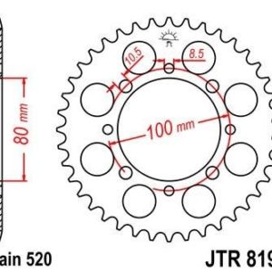 Corona JT 819/2 de acero con 41 dientes