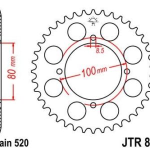 Corona JT 819 de acero con 47 dientes