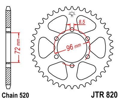 Corona JT 820 de acero con 42 dientes