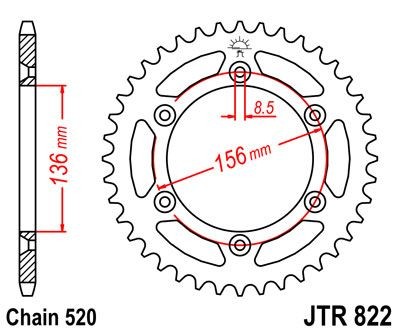 Corona JT 822 de acero con 51 dientes