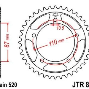 Corona JT 823 de acero con 39 dientes