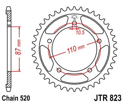 Corona JT 823 de acero con 39 dientes
