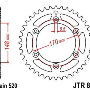Corona JT 828 de acero con 46 dientes
