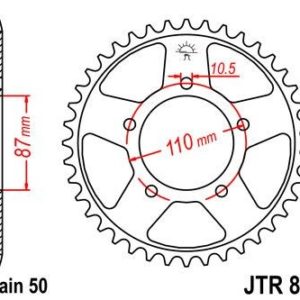 Corona JT 829 de acero con 43 dientes