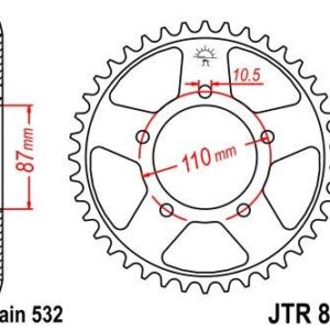 Corona JT 830 de acero con 46 dientes