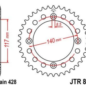 Corona JT 831 de acero con 46 dientes