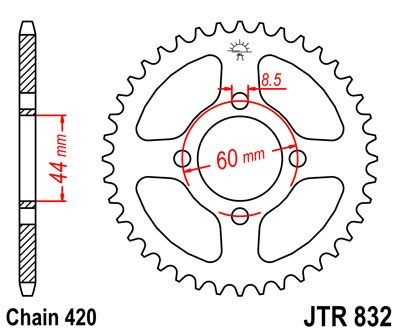 Corona JT 832 de acero con 48 dientes
