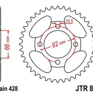 Corona JT 836 de acero con 36 dientes