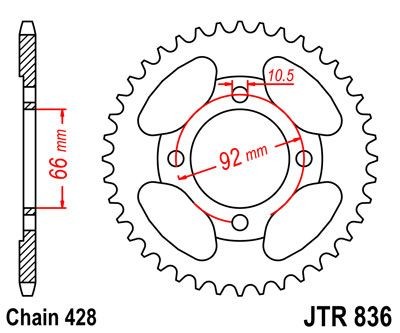 Corona JT 836 de acero con 36 dientes