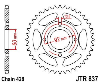 Corona JT 837 de acero con 39 dientes