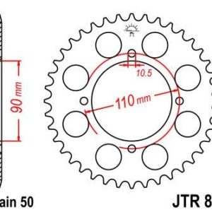Corona JT 840 de acero con 38 dientes