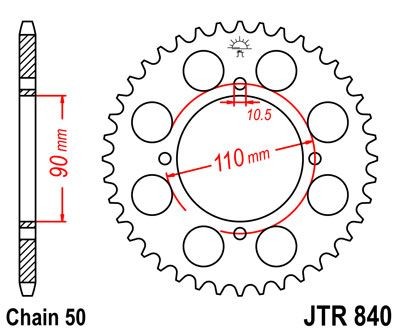 Corona JT 840 de acero con 38 dientes