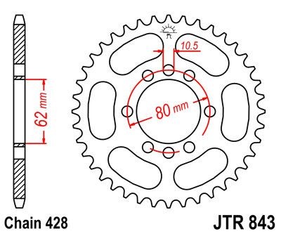 Corona JT 843 de acero con 48 dientes