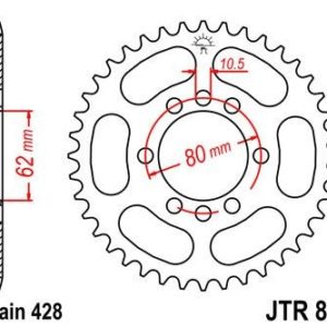 Corona JT 843 de acero con 50 dientes