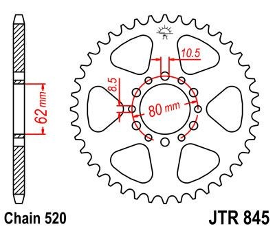 Corona JT 845 de acero con 40 dientes