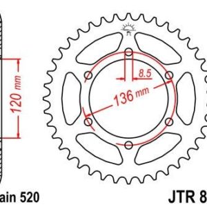 Corona JT 846 de acero con 43 dientes
