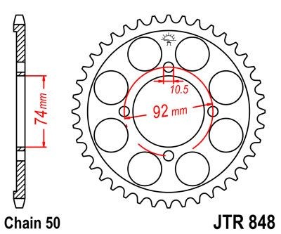 Corona JT 848 de acero con 39 dientes
