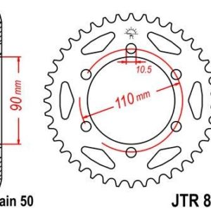Corona JT 850 de acero con 33 dientes
