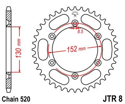 Corona JT 8 de acero con 51 dientes