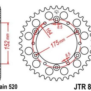 Corona JT 853 de acero con 49 dientes