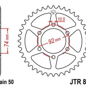 Corona JT 856 de acero con 45 dientes