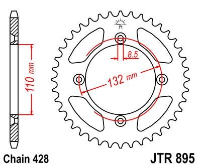 Corona JT 895 de acero con 46 dientes