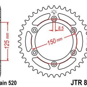 Corona JT 897 de acero con 44 dientes