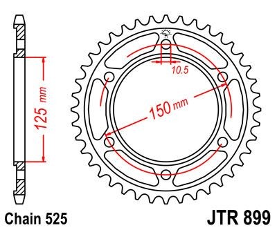 Corona JT 899 de acero con 42 dientes