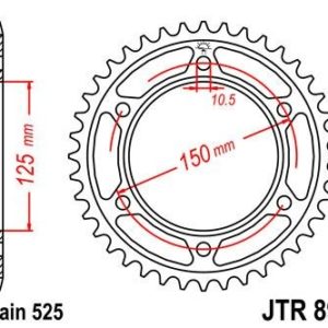 Corona JT 899 de acero con 45 dientes