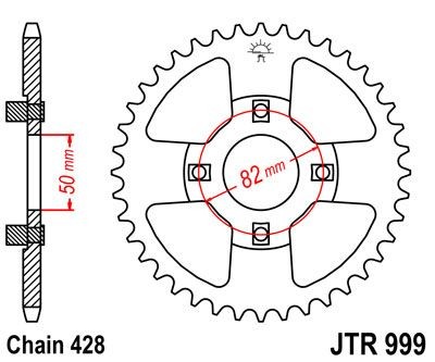 Corona JT 999 de acero con 45 dientes