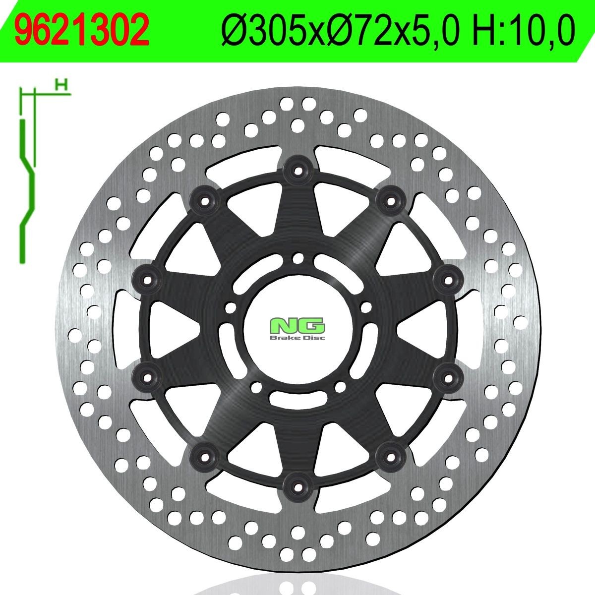 Disco de freno NG flotante 1302 Ø305 x Ø72 x 5