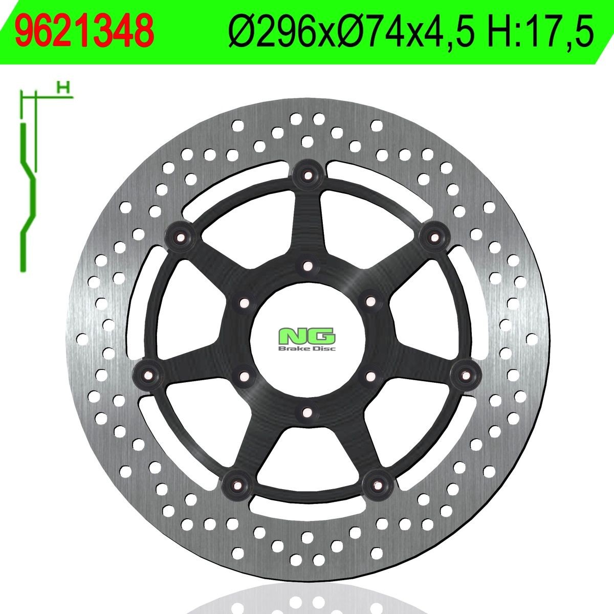 Disco de freno NG flotante 1348 Ø296 x Ø74 x 4.5