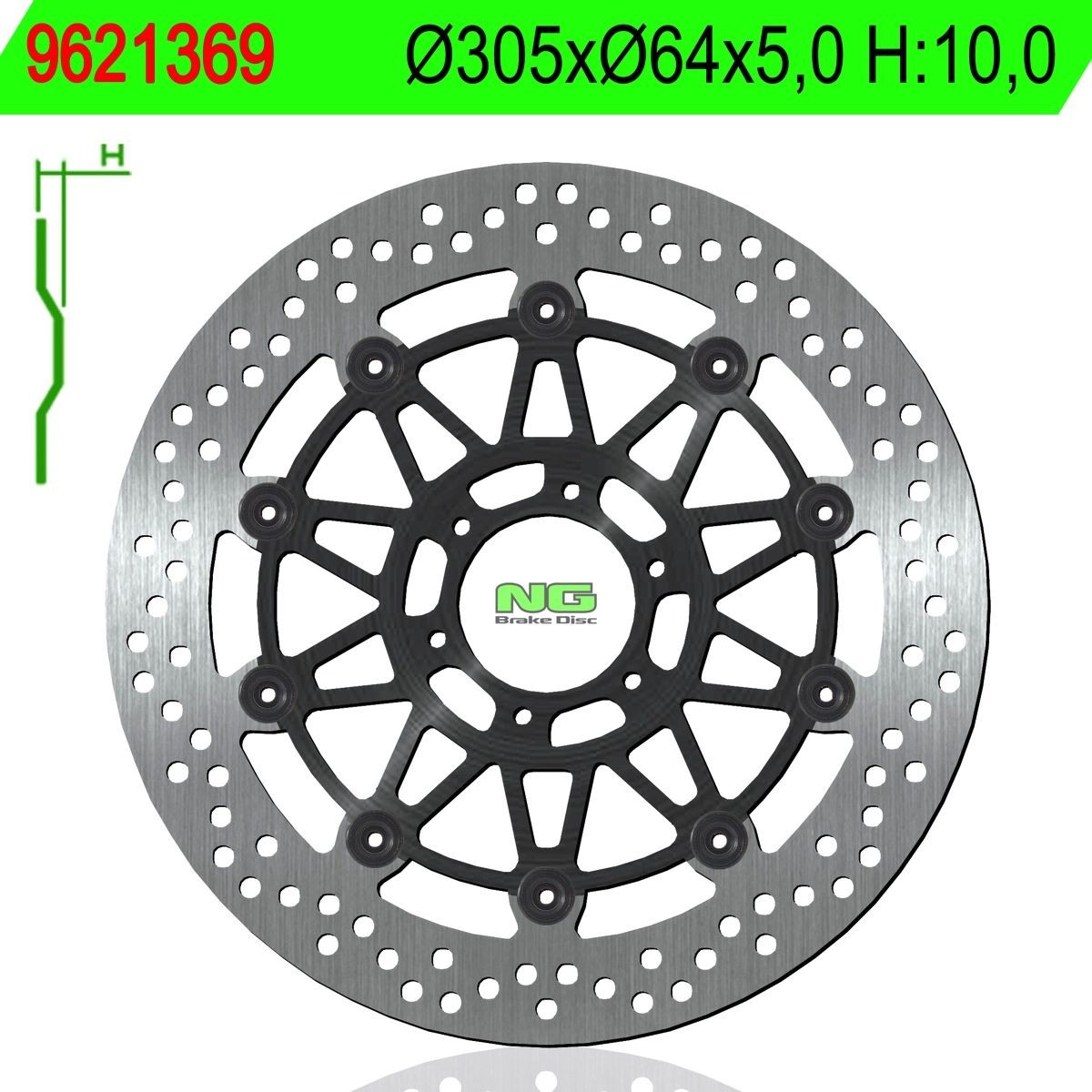 Disco de freno NG flotante 9621369 Ø305 x Ø64 x 5
