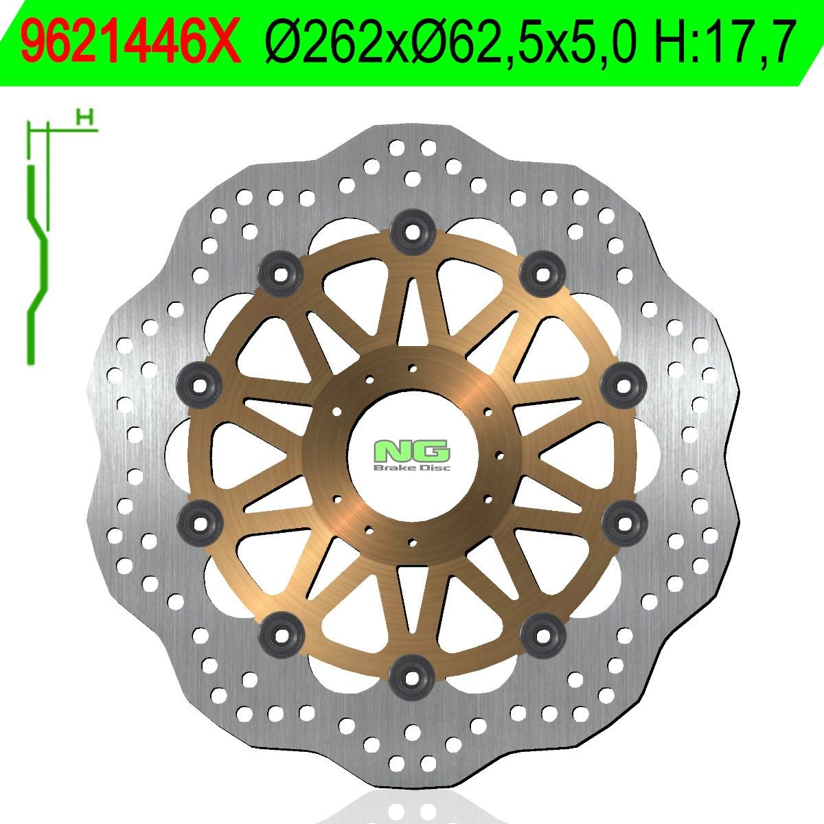 Disco de freno NG ondulado flotante 1446X Ø296 x Ø62 x 5