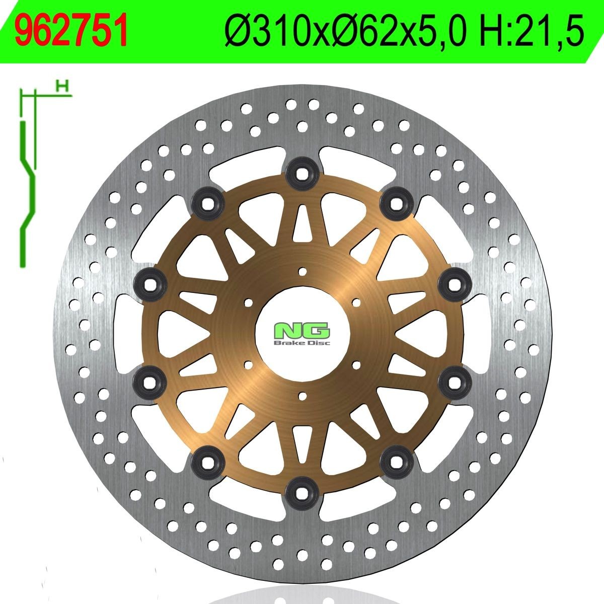 Disco de freno NG 751 Ø310 x Ø62 x 5