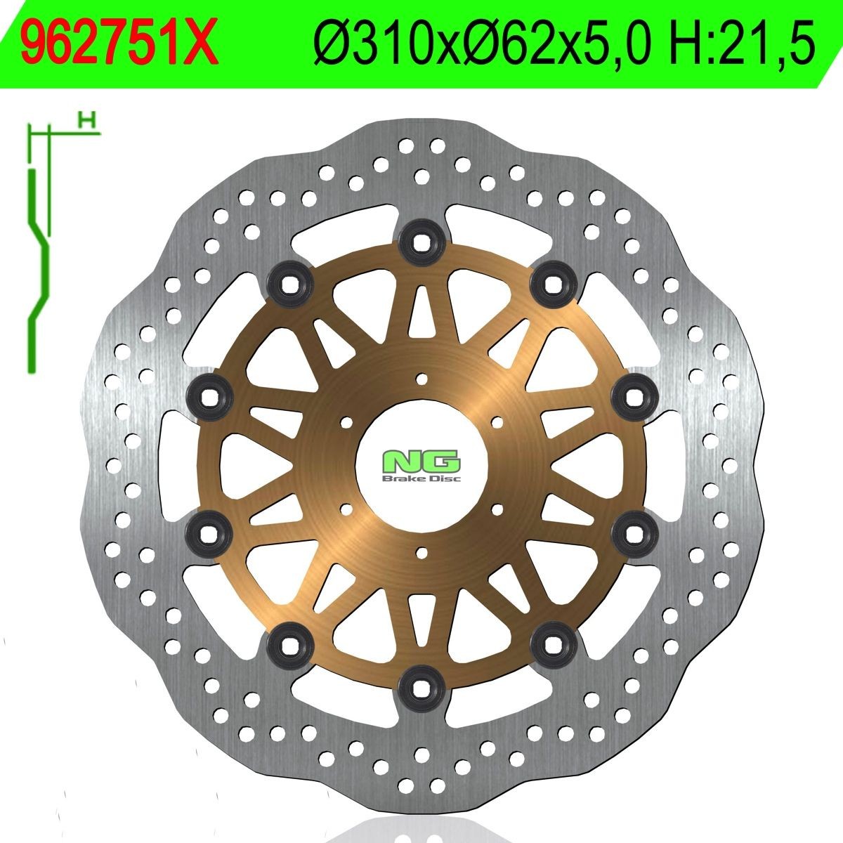 Disco de freno NG ondulado 751X Ø310 x Ø62 x 5
